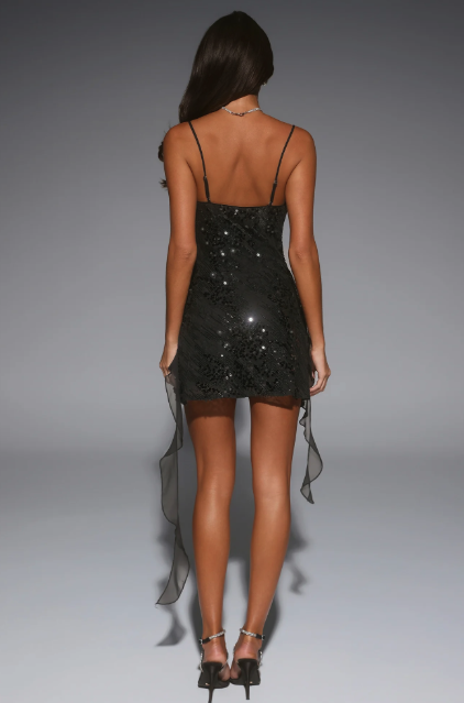Glitter Glaze Sequin Mini Dress Black