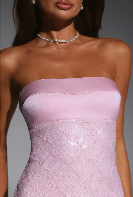 Seafoam Dreamscape Strapless Sequin Mini Dress Pink