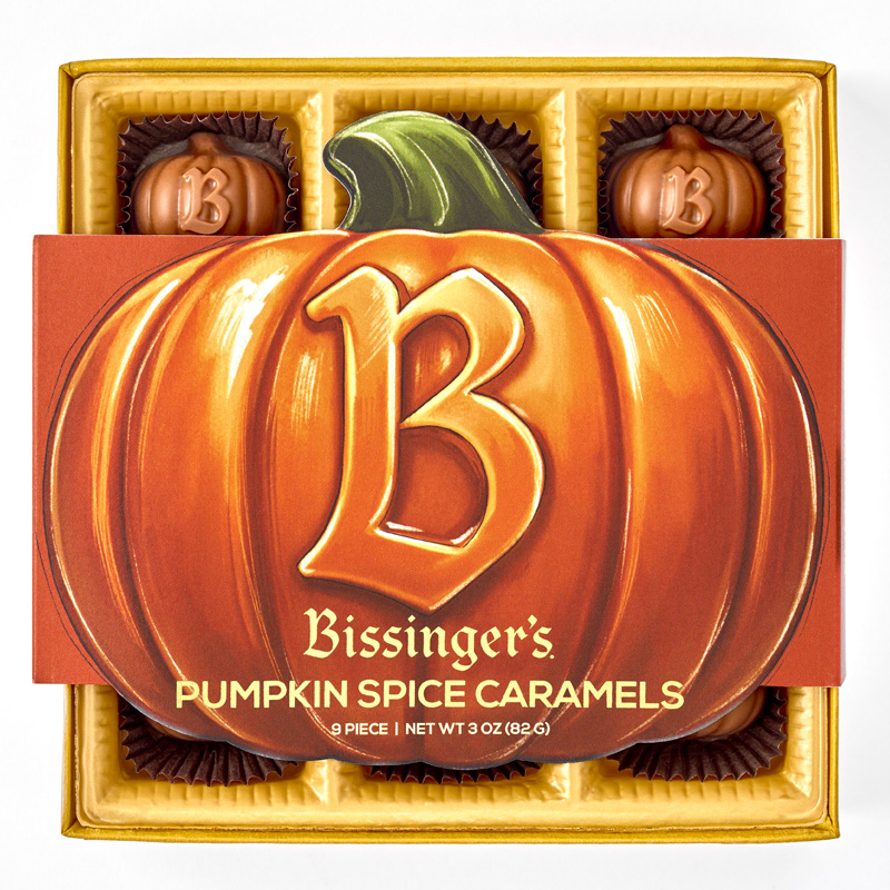 HALLOWEEN 2026 Bissinger's Milk Pumpkin Spice Caramel Pumpkins 9 PC