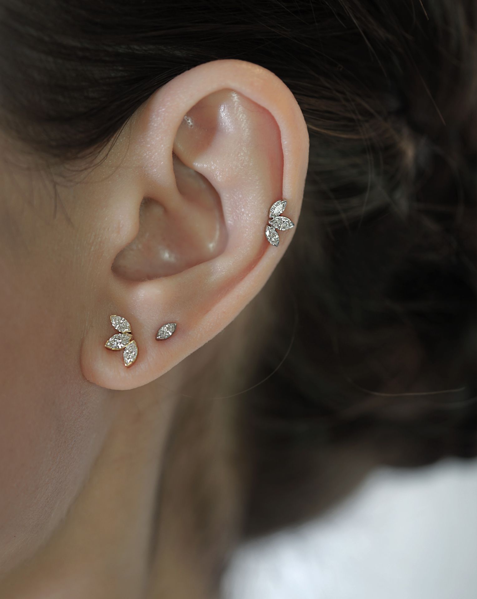 Diamond Lotus Piercing Stud 18K Gold