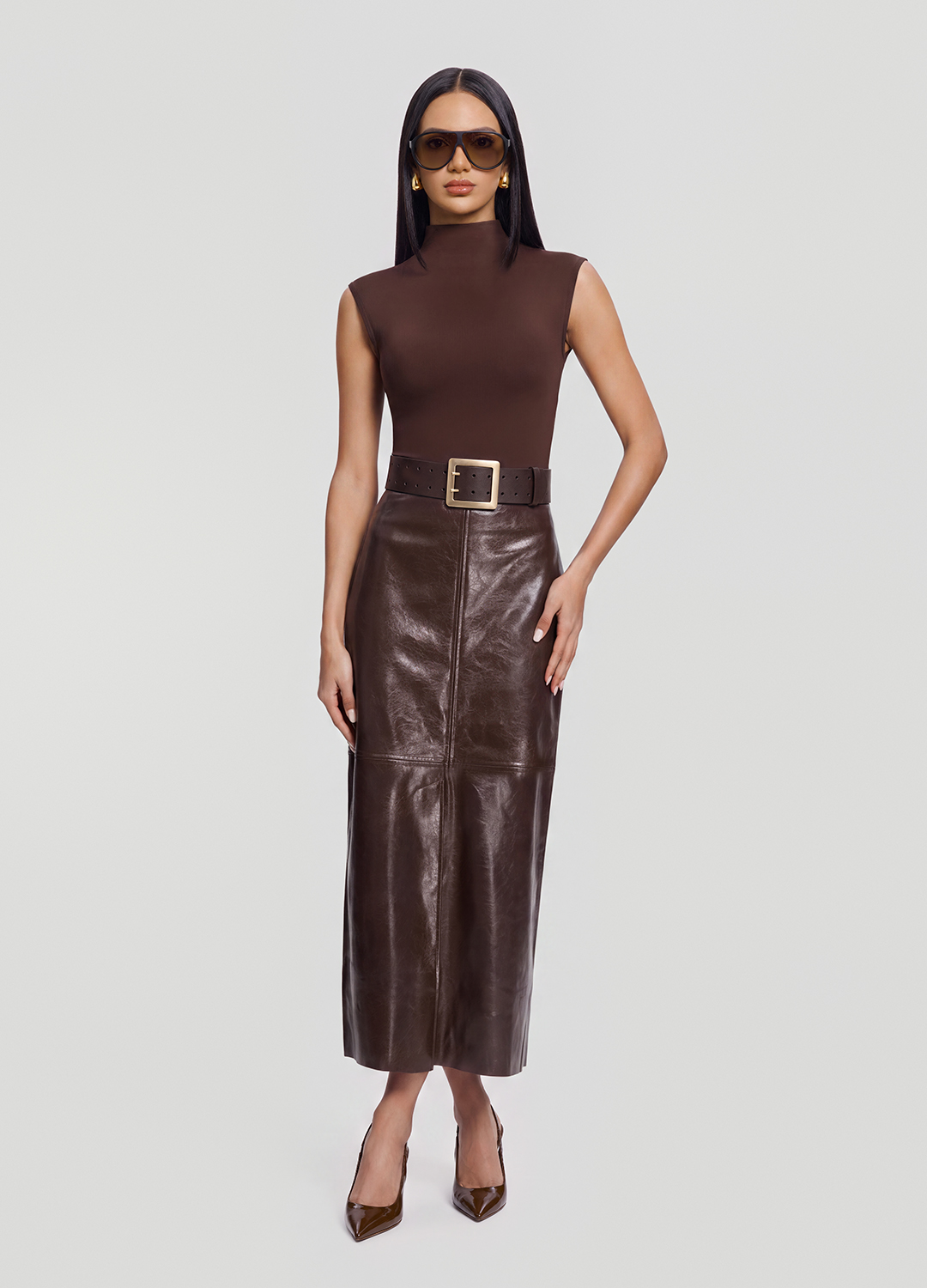 Faux Leather Pencil Maxi Skirt
