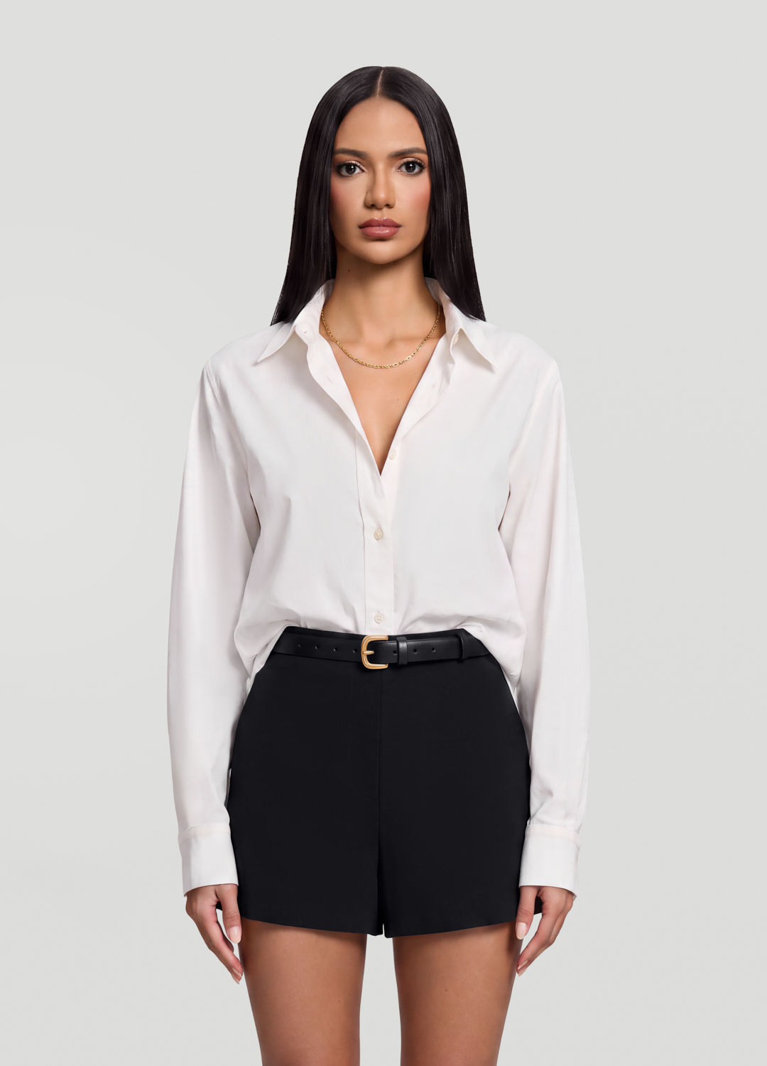 Fitted Button-Down Cotton Shirt