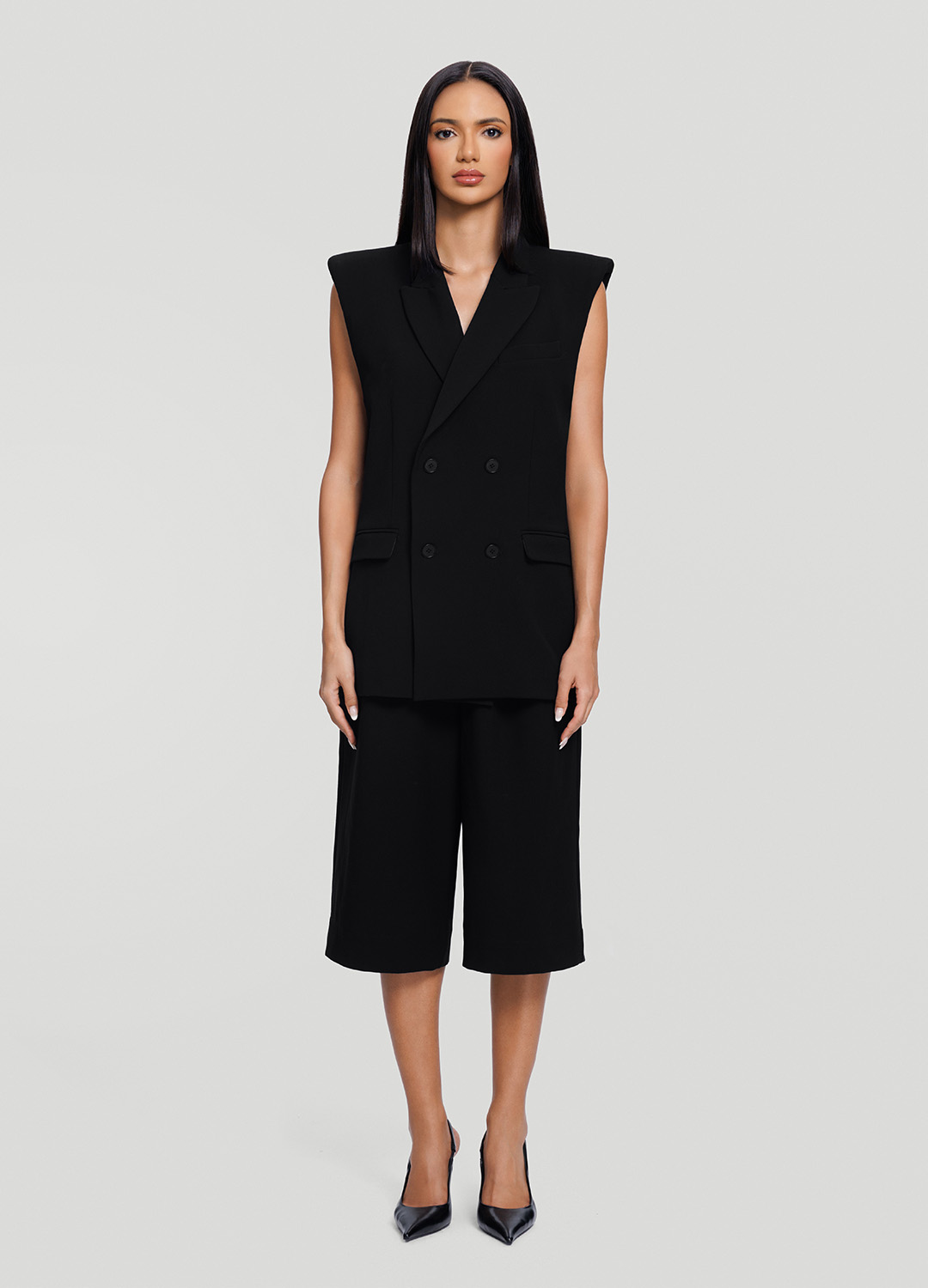 Double-Breasted Longline Vest