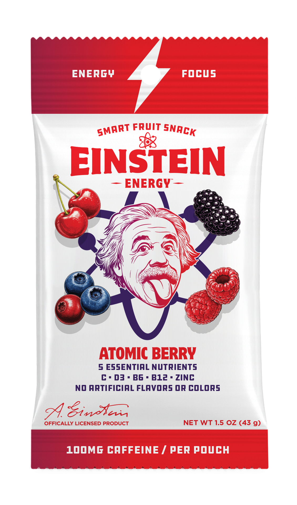 Einstein Energy Smart Fruit Snack - Atomic Berry - Energy + Focus (12-Count)