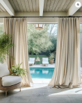 TheHues Noah Linen Look Lightweight Waterproof Custom Outdoor Curtain