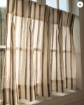 TheHues Cate 100% Linen Striped Custom Cafe Curtain