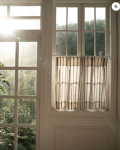 TheHues Cate 100% Linen Striped Custom Cafe Curtain